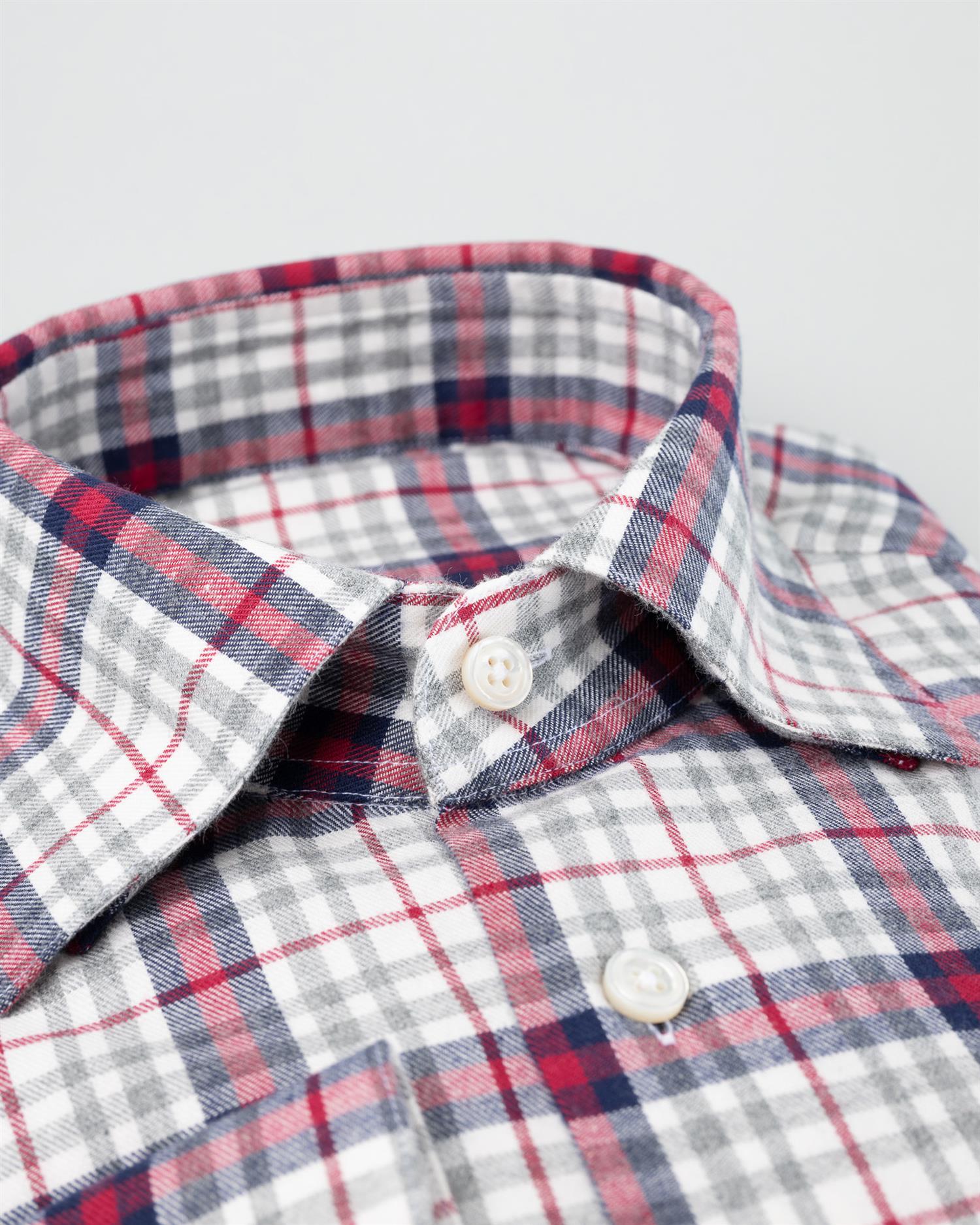 Skjorte - Flanell, tartan hvit