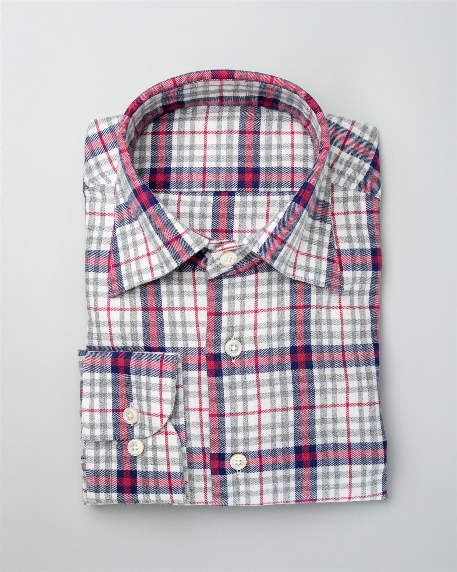 Skjorte - Flanell, tartan hvit