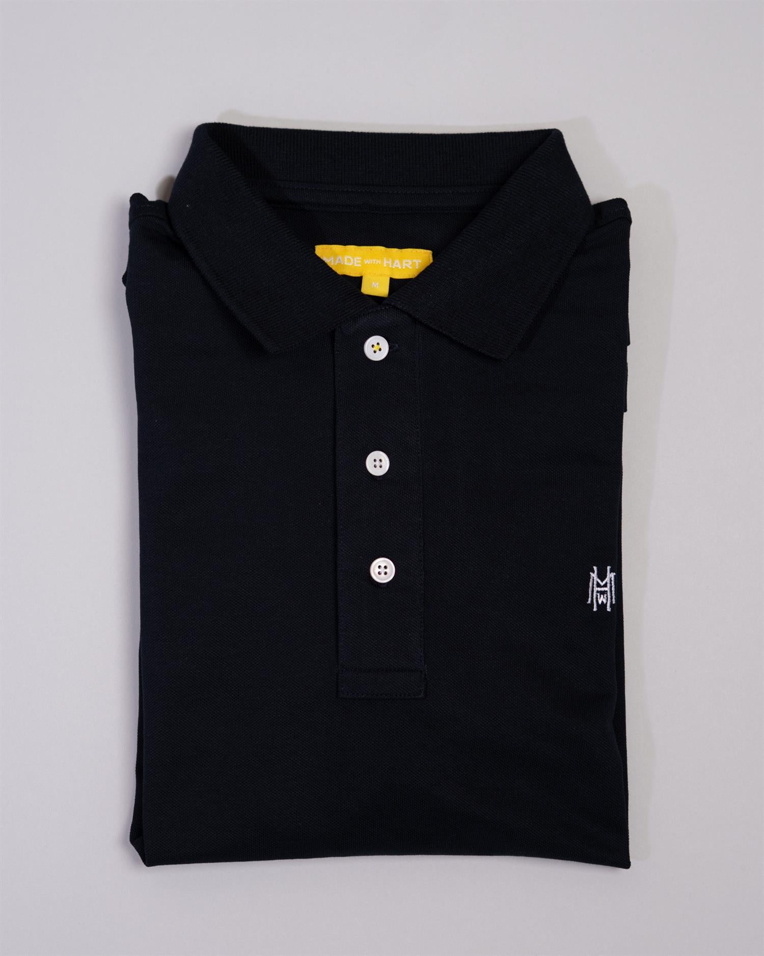 Pique langermet, marineblå