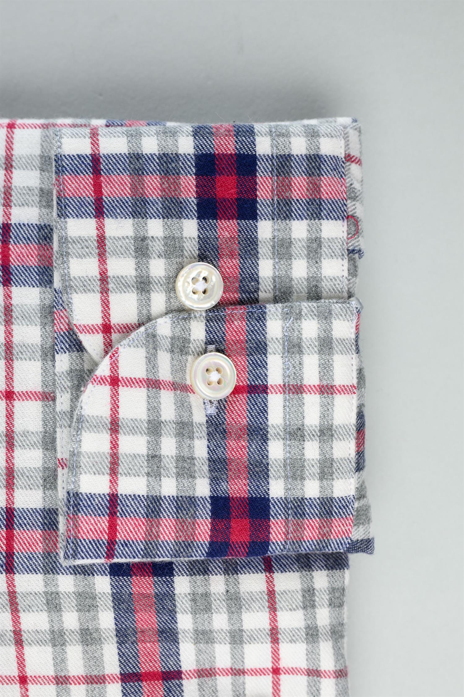 Skjorte - Flanell, tartan hvit