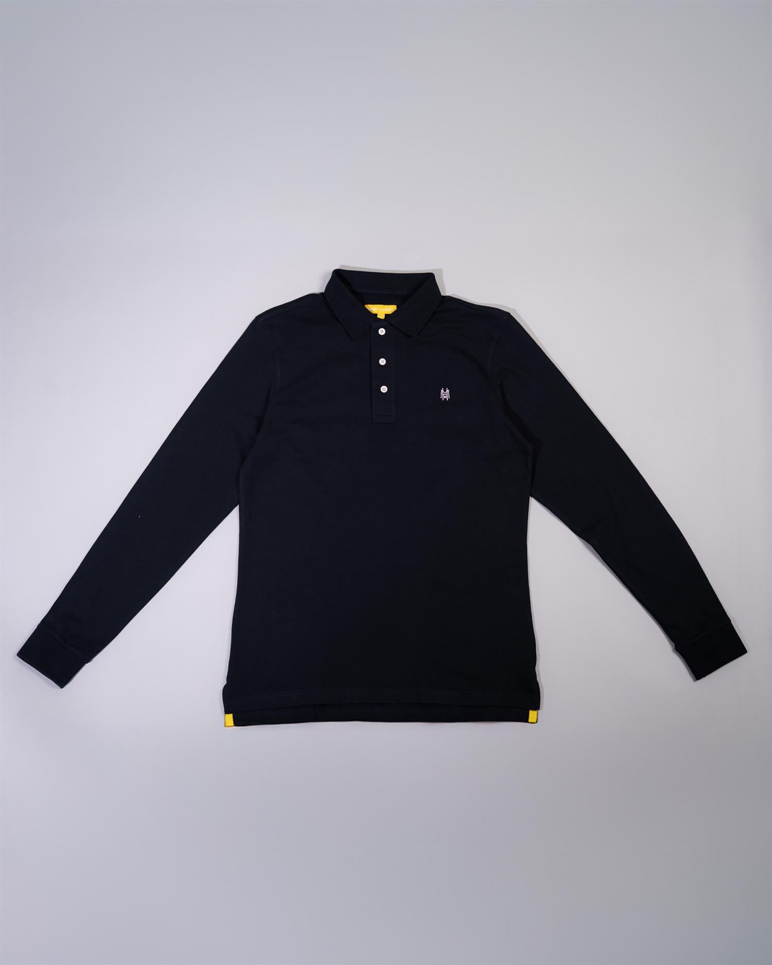 Pique langermet, marineblå